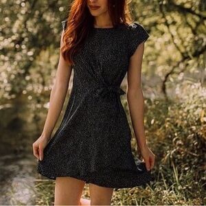 Loft Black Polka Dot Mini Wrap Dress Size 00P